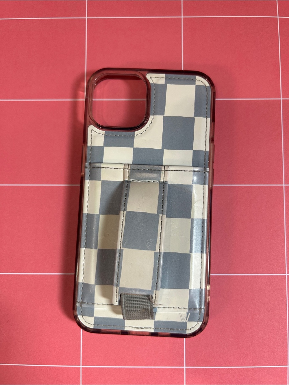 Walli Checkered Blue & White Phone Case with Card Pocket